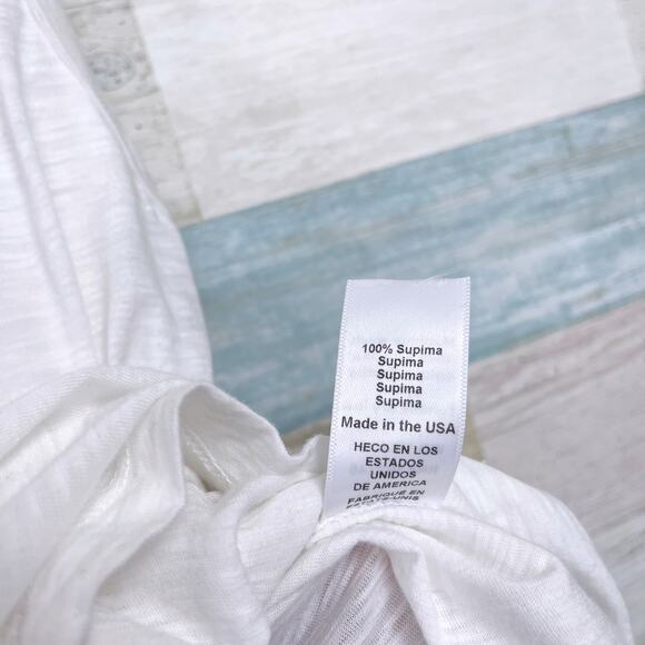 Michael Stars Ruffle Tank Top White Supima Cotton Slub Knit Womens OS One Size - Picture 6 of 6